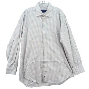David Donahue Dress Shirt Men's 34/35 Plaid Button Up Long‎ Sleeve Preppy Casual